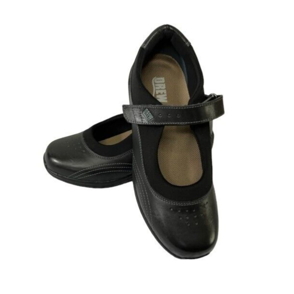 Drew Rose Black Leather Mary Jane Orthotic Comfort Shoes Size 8 - Picture 4 of 8